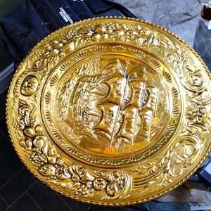 Vintage large brass wall plate